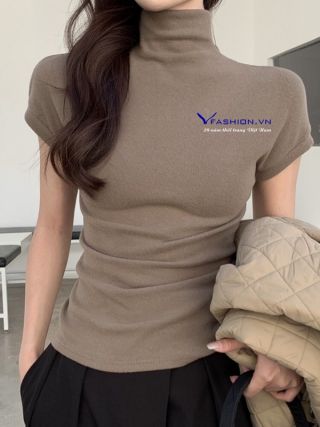 Áo len cổ leo ngắn tay (5c+) (V3F004)